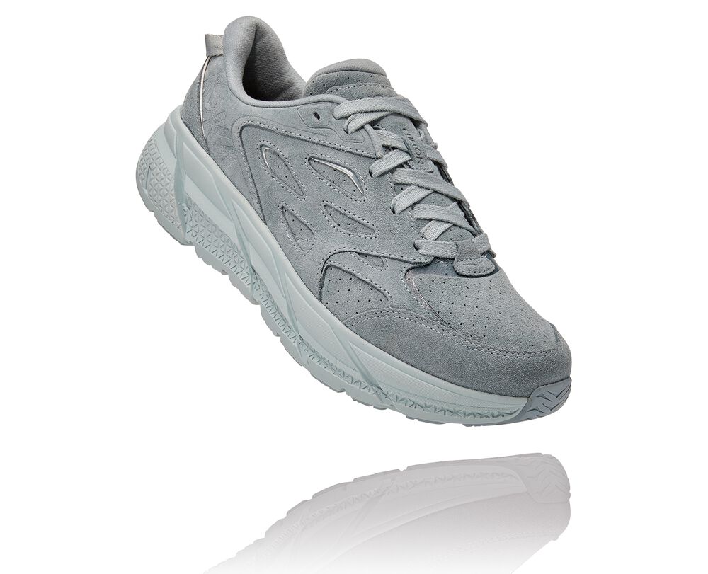 Hoka One One Clifton L Suede Promenadskor All Gender Grå/Blå - SE-9452378